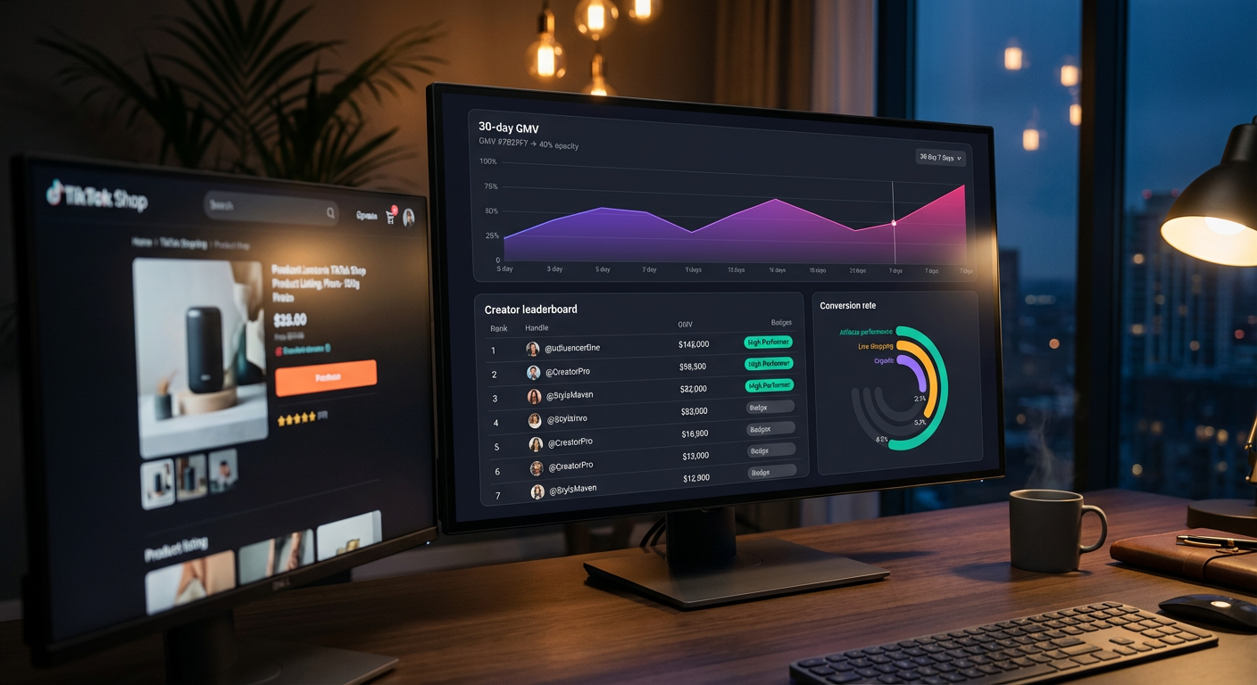 TikTok Shop analytics dashboard showing upward sales trends from creator video review campaigns