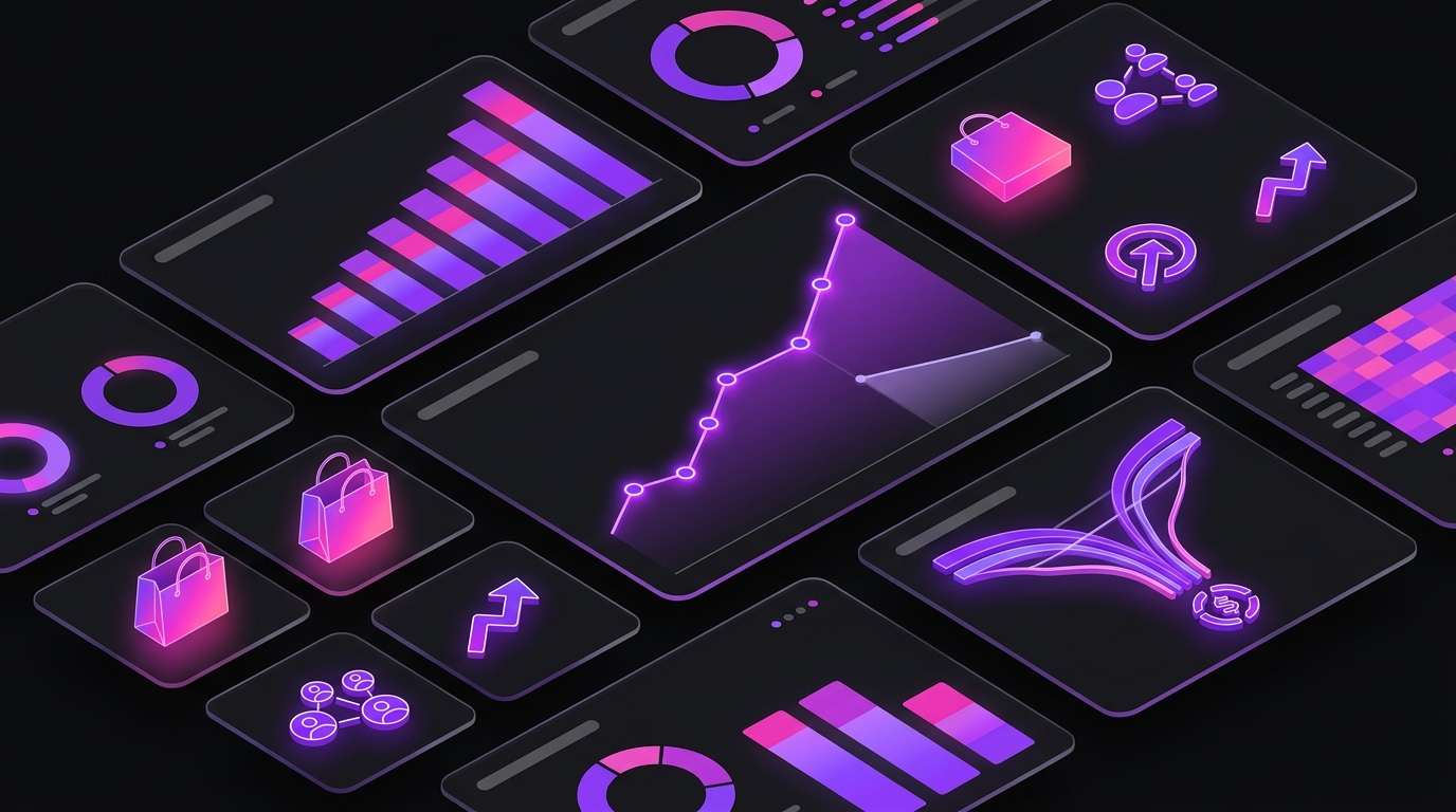 Dark isometric dashboard illustration with glowing purple charts and metric tiles for "The Real Cost of Missing the Affiliate Wave"