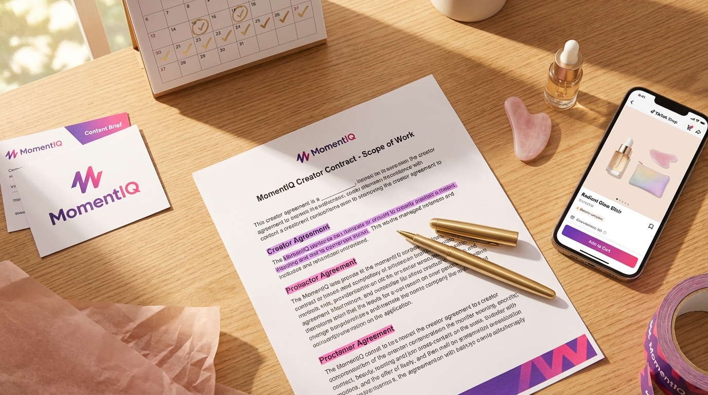 tiktok shop creator contracts in 2025 the ultimate legal deal structure playbook flat lay of tiktok shop creator contract