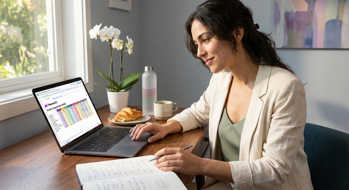 Marketing director confidently analyzing TikTok Shop creator compensation strategies on her laptop.