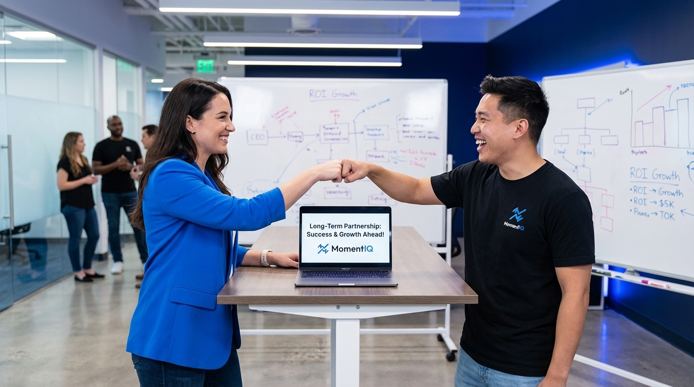 Brand manager and TikTok Shop creator celebrating a long-term partnership agreement