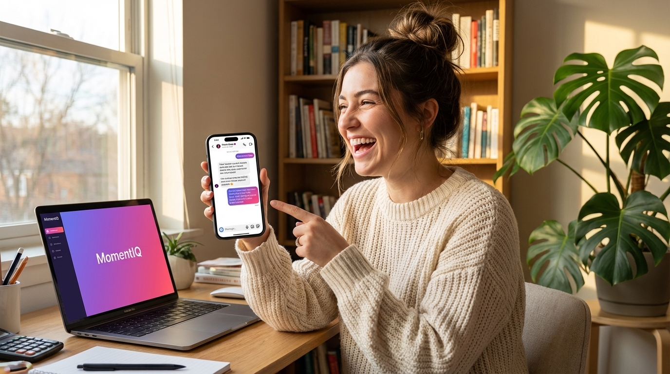 TikTok Shop creator reacting positively to a specific, personalized compliment in a brand DM