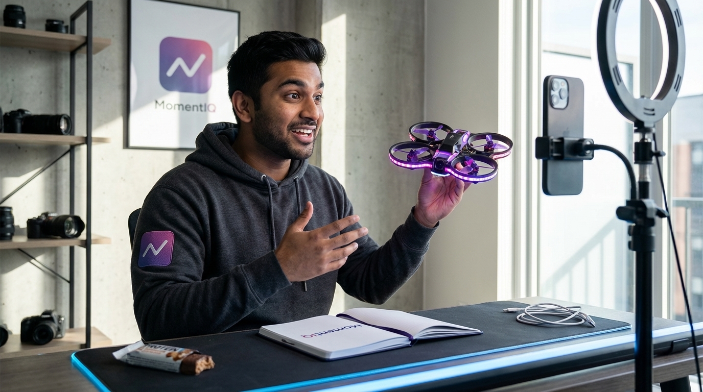 Stylish TikTok Shop creator confidently filming an authentic product review