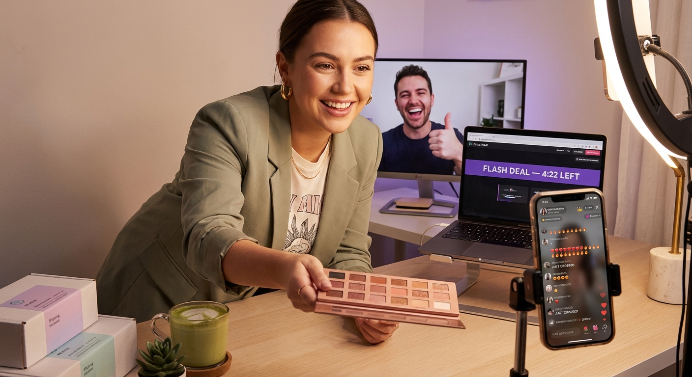 Brand team reviewing TikTok Shop live stream performance metrics on an analytics dashboard
