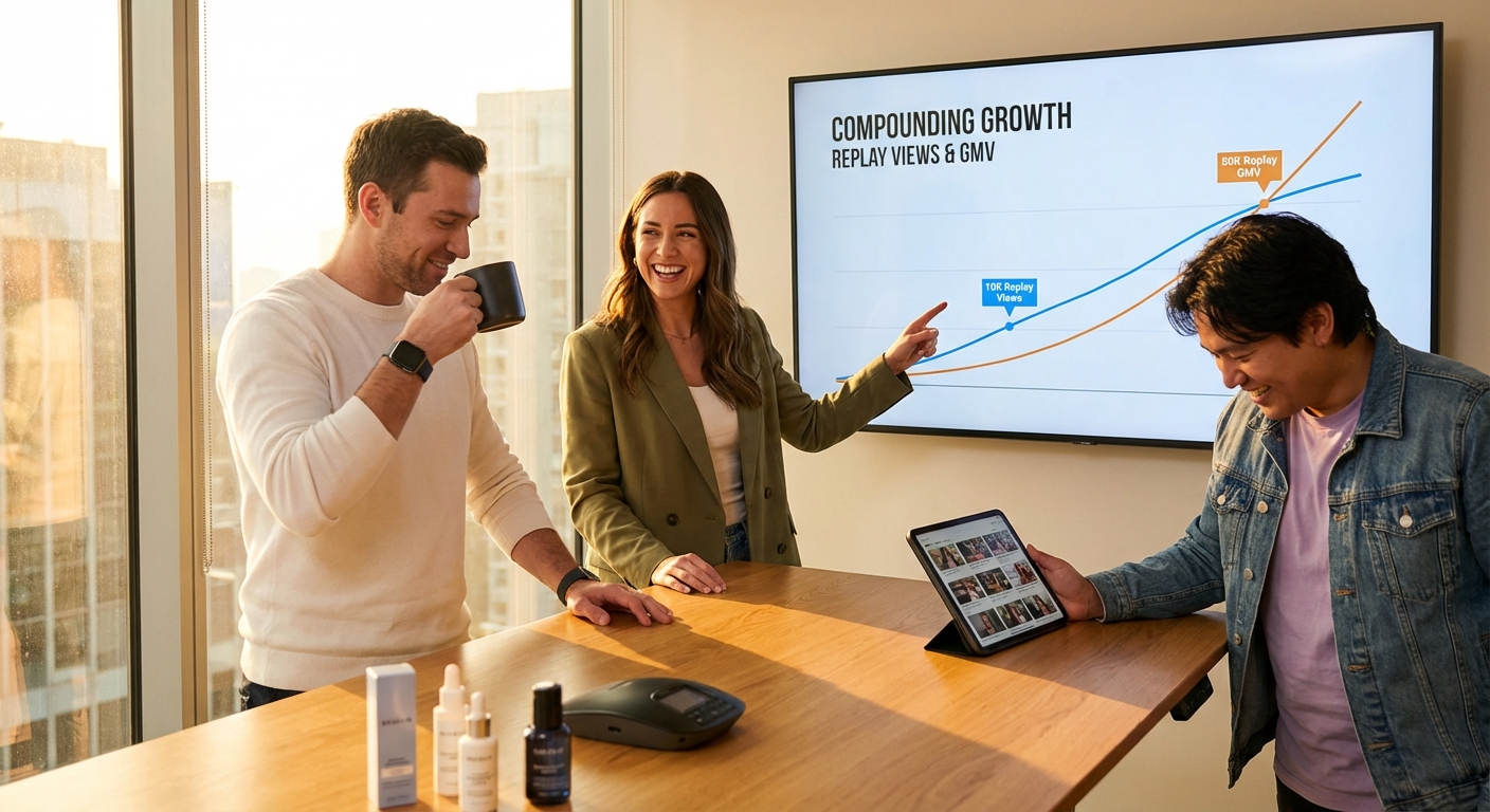 Past Streams Into Evergreen Sales M Tiktok Shop Brand Team Celebrating Compo A