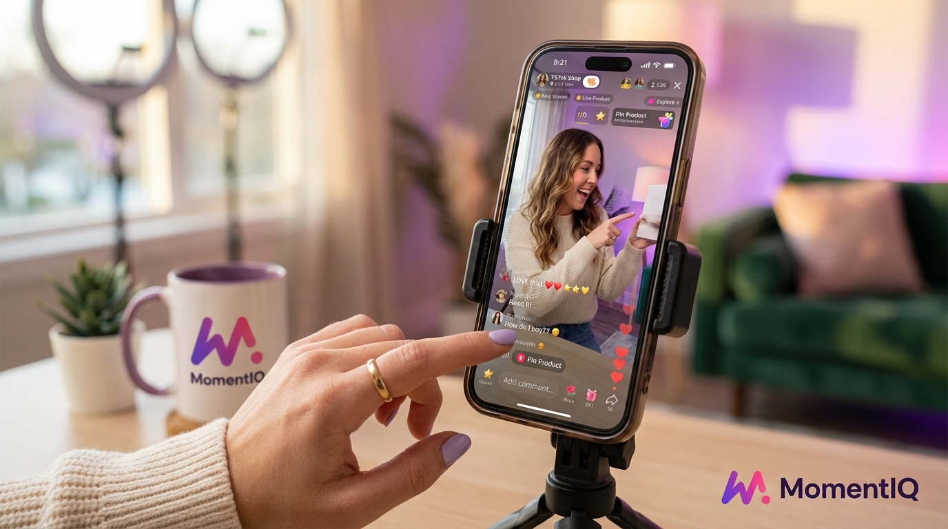 Smartphone showing TikTok Shop live stream with animated '6-10x Conversion Rate' and '37% Higher AOV' data overlays