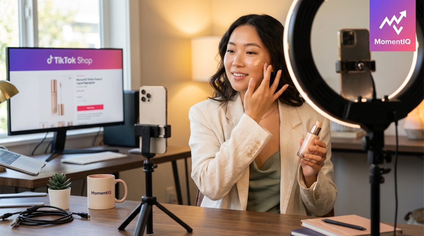 content creator filming product demo vid