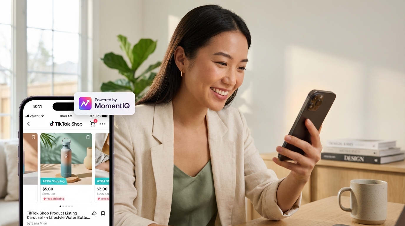 woman smiling captivated by a vibrant ti