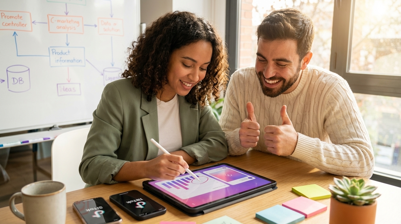 Marketing team scoring organic TikTok Shop posts for Spark Ad amplification using systematic ranking process