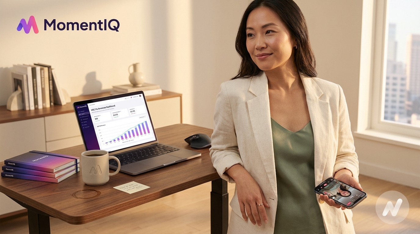 Successful entrepreneur overseeing their thriving TikTok Shop business from a modern, sunlit office.