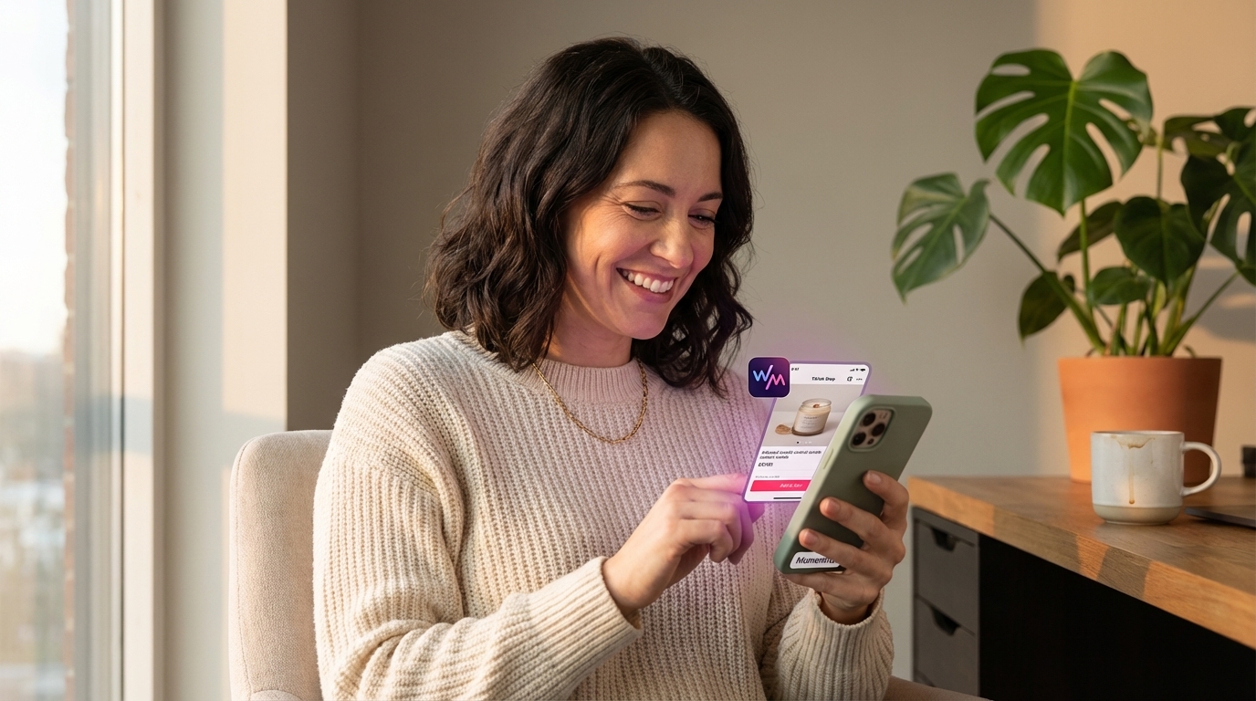 Smartphone displaying a TikTok Shop product page for a handmade candle with glowing reviews and 'Limited Stock'.
