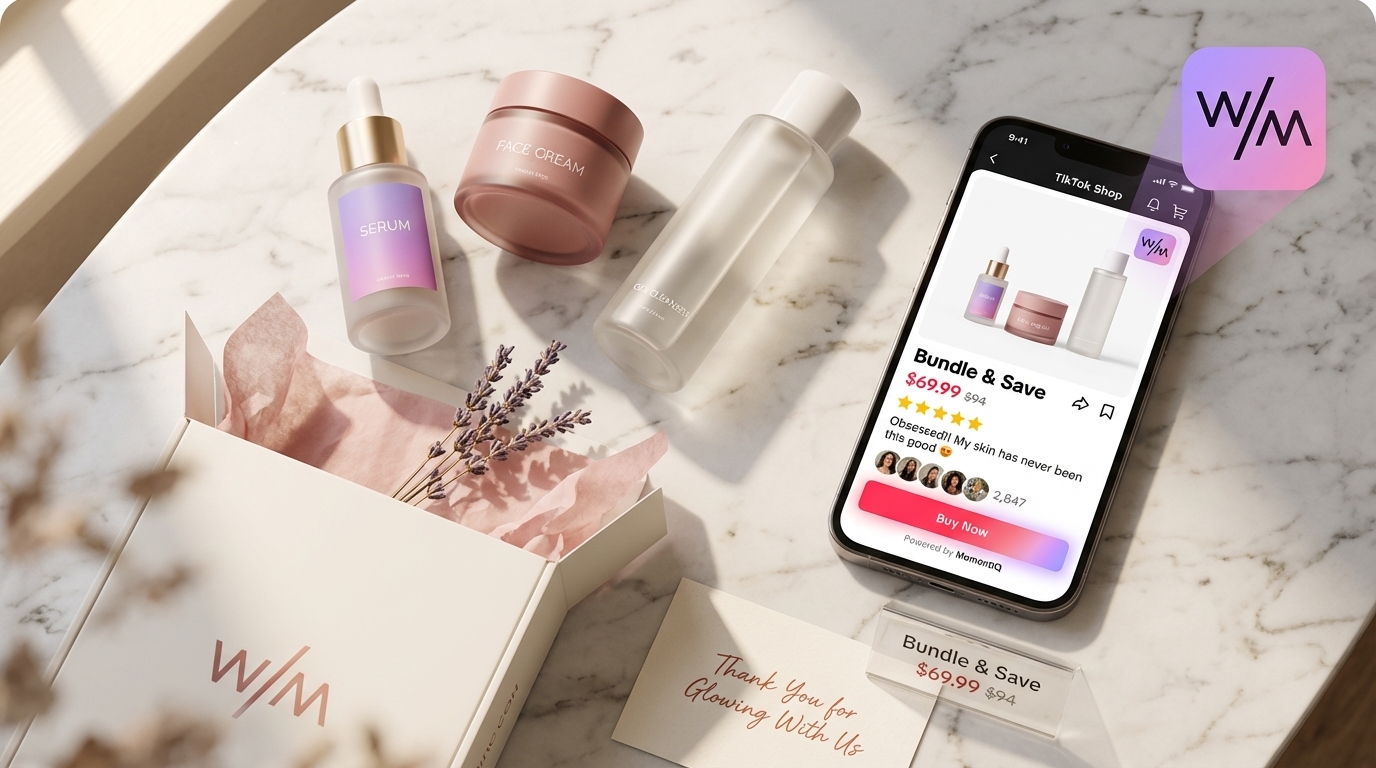 tiktok shop product bundle flat lay with