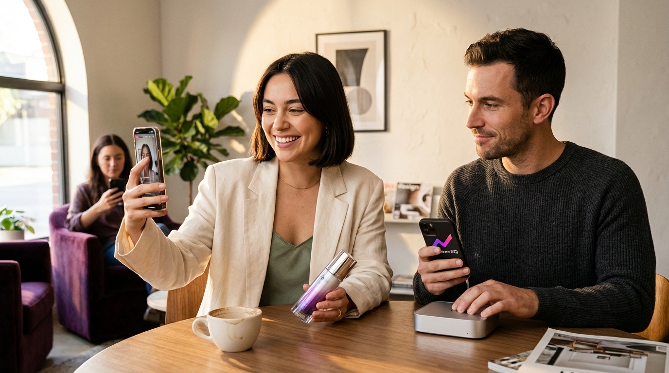 Diverse group of happy viewers engaging with a TikTok Shop live stream, symbolizing new audience attraction.