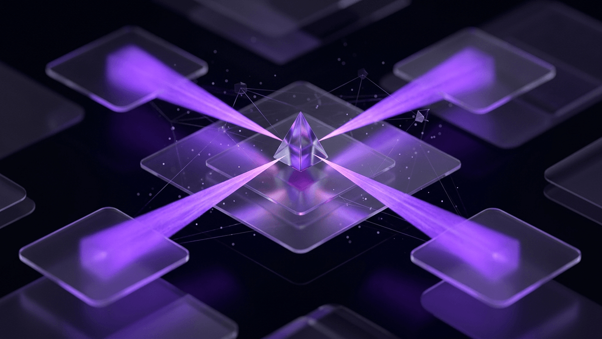 Two independent violet beams triangulating on the same glass point