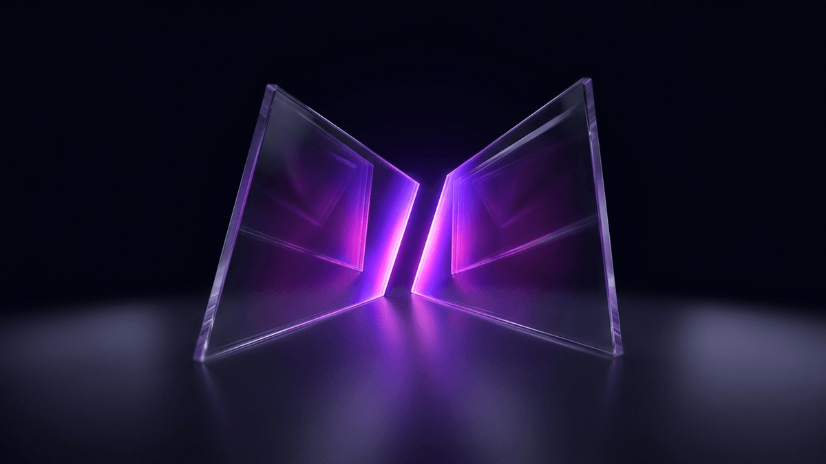 A narrowing band of bright light burning between two converging glass planes