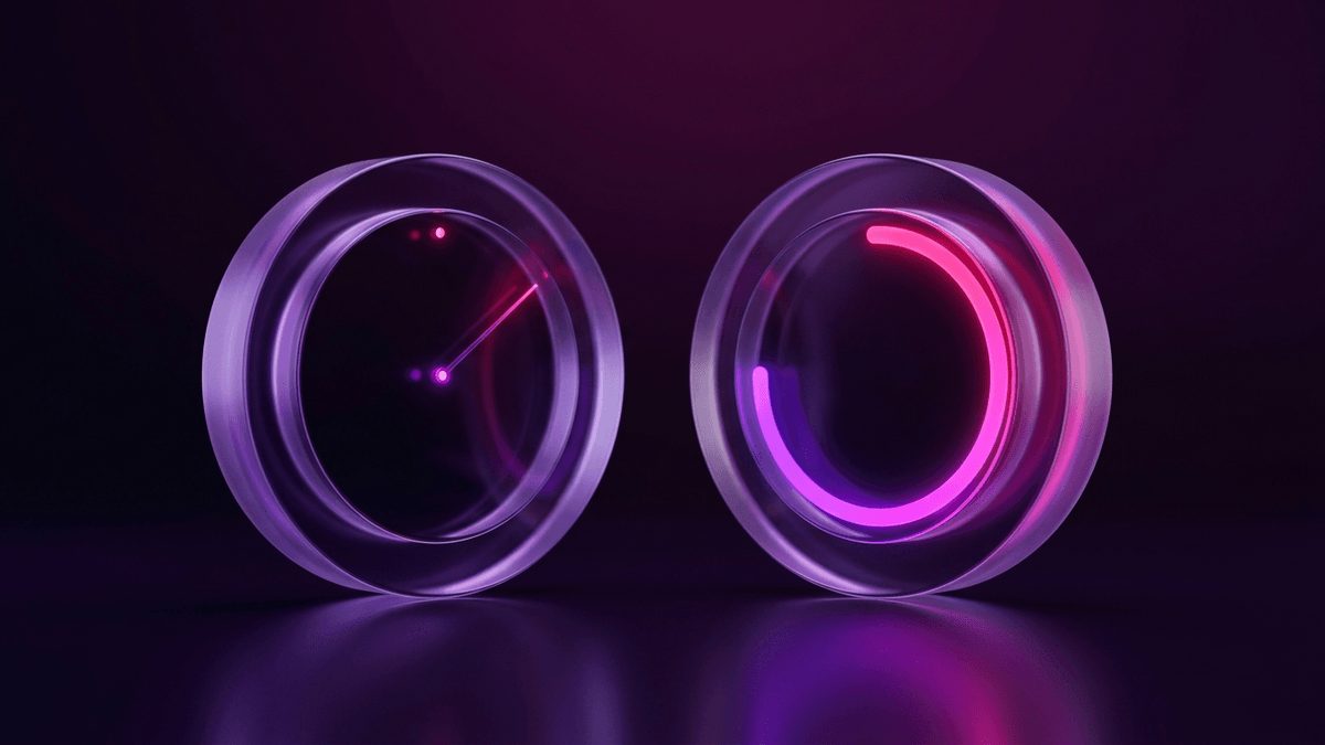 Two glass dials, one turning a fine increment and one swinging wide
