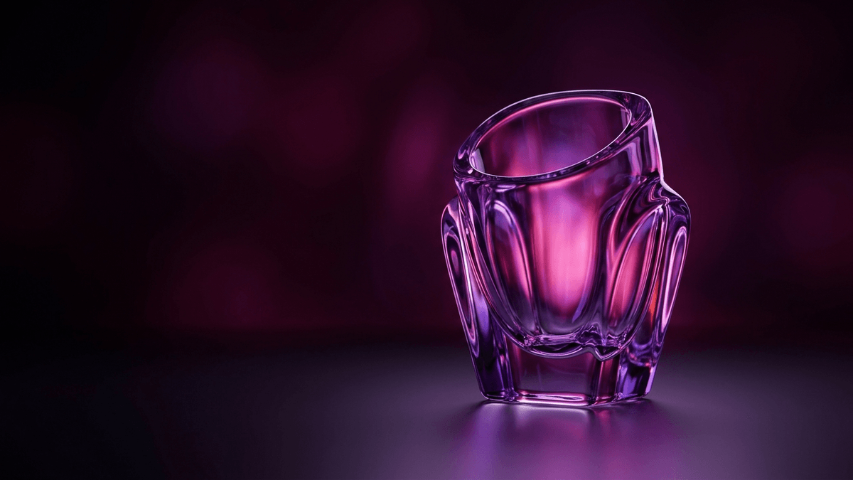 A glass receiver standing open and lit while nothing arrives at it yet